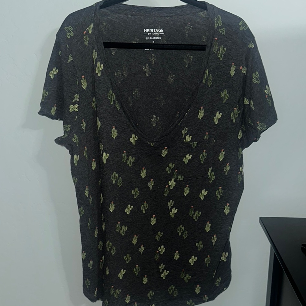 Heritage by Torrid  Black Cactus Print Women's Top size 0X